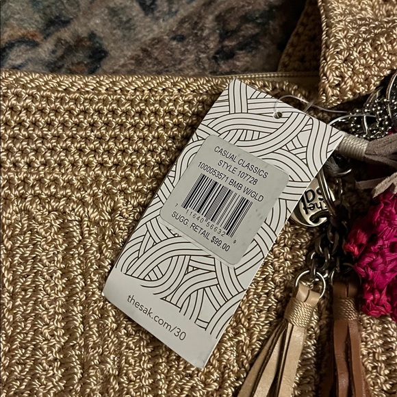 The Sak Beige Crochet Shoulder Bag with Pink Flower - Picture 4 of 4